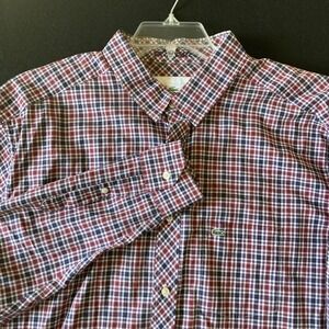 MENS LACOSTE SLIM FIT RED CHECKERED BUTTON DOWN SHIRT SIZE 46 RN 87651 CA 16998